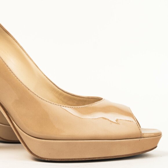Jimmy Choo Luna Nude Patent Peep-Toe Heels - Picture 7 of 10